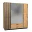 Armoire 2 portes miroir Trevalli 18 | Chêne / Noir | 205 x 197 x 52 cm | Grand espace de rangement