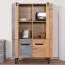 Buffet haut Atule 04 | Chêne / Gris | 137 x 90 x 42 cm | Design industriel raffiné