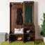 Armoire vestiaire avec miroir style campagne | Pin massif noyer 28A | 200 x 125 x 41 cm | 2 tiroirs, 5 crochets, tablette chapeaux