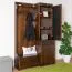 Armoire vestiaire avec miroir style campagne | Pin massif noyer 28A | 200 x 125 x 41 cm | 2 tiroirs, 5 crochets, tablette chapeaux