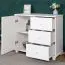Commode pin massif blanc Junco 178 | 3 tiroirs, 2 compartiments | 78x90x42 cm | Montage facile | Stable et spacieuse