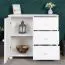 Commode pin massif blanc Junco 178 | 3 tiroirs, 2 compartiments | 78x90x42 cm | Montage facile | Stable et spacieuse