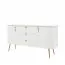 Commode Palauli 03 | Blanc mat | 158 x 47 x 82 cm | 3 tiroirs | 2 portes | Pieds métal or | Soft Close