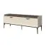 Meuble TV bas 2 tiroirs crème | 66 x 167 x 50 cm | Soft Close | plateau arrondi décor chêne gris | pieds métal