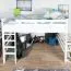 Lit mezzanine 160 x 190 cm pour adultes "Easy Premium Line" K23/n, hêtre massif laqué blanc, divisible