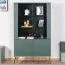 Vitrine design vert forêt Inari 02 | 4 portes, 4 compartiments | 152 x 92 x 40 cm | Élégance et fonctionnalité