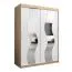 Armoire à portes coulissantes / Penderie Hacho 03 avec miroir, Couleur : Chêne de Sonoma / Blanc mat - Dimensions : 200 x 150 x 62 cm ( H x L x P)