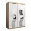 Armoire portes coulissantes avec miroir | Chêne Sonoma & Blanc mat | 200 x 150 x 62 cm | Hacho 03