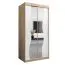 Armoire à portes coulissantes Robinyera 01 avec miroir | chêne Sonoma & blanc mat | 200 x 100 x 62 cm