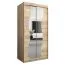 Armoire penderie à portes coulissantes Robinyera 01 avec miroir | Chêne Sonoma | 200 x 100 x 62 cm | Design moderne et gain de place