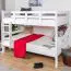 Bois massif Lit superposé pour enfants et adolescents | Dimension du matelas: 120 x 190 cm | Laqué Blanc | convertible en 2 lits simples | Qualité premium | Incl. Sommier à lattes déroulable Abbildung