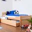 Lit pour enfant 90 x 200 cm | Bois massif: Hêtre | Laqué Naturel |incl. 2ème couchette 90 x 190 cm extensible et 2 Sommiers à lattes Abbildung