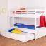 Lit superposé pour enfant 90 x 200 cm + coffre de lit / espace de rangement/Lit gigogne | Bois massif: Hêtre | Laqué Blanc |convertible/séparable en 2 lits simples | Incl. Sommier à lattes déroulable Abbildung
