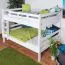 Lit superposé pour enfant 140 x 200 cm | Bois massif: Hêtre | Laqué Blanc | convertible en 2 lits simples | Qualité premium | Incl. Sommier à lattes déroulable Abbildung
