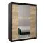 150 cm de large Armoire à portes coulissantes avec 2 portes | 5 casiers | 2 tringles à vêtements | Couleur: Noir Abbildung