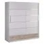Armoire | 2 portes coulissantes | 3 tiroirs | 5 casiers | avec tringle à vêtements | 200 cm de large | Couleur: Chêne / Blanc Abbildung