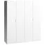 Armoire | 4 portes battantes | 3 tiroirs | 9 casiers | avec 3 tringles à vêtements | 180 cm de large | Couleur: Blanc Abbildung