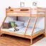 Lit superposé pour jusqu'à trois enfants | dessous 140x200 cm, dessus 90x200 cm| Hêtre massiv | Laqué Naturel | Incl. Sommier à lattes déroulable Abbildung