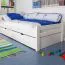 Cadre de lit pour enfants / Lit pour enfant 90 x 200 cm | Bois massif: Hêtre | Laqué Blanc | incl. 2 tiroirs et sommier à lattes | Qualité particulièrement élevée Abbildung