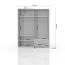 Armoire | 6 portes battantes | 2 tiroirs | 4 casiers | avec 2 tringles à vêtements | 187 cm de large | Couleur: Blanc Abbildung
