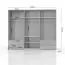 Armoire | 6 portes battantes | 4 tiroirs | 5 casiers | avec 3 tringles à vêtements | 277 cm de large | Couleur: Blanc Abbildung