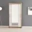 100 cm de large Armoire à portes coulissantes avec 5 casiers et 2 portes | Couleur : Chêne Sonoma / Blanc | Laminée Abbildung