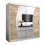 200 cm de large Armoire à portes coulissantes avec 10 casiers et 2 portes | Couleur: Chêne Sonoma / Blanc | Laminée Abbildung