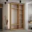 Armoire Mina à portes coulissantes | Noir & chêne | 235,2 x 130 x 60 cm | Façade stratifiée | Gain de place