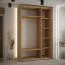 Armoire Mina portes coulissantes | Chêne/Noir | Gain de place | 235,2 x 150 x 60 cm | Panneaux stratifiés