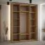 Armoire Mina avec portes coulissantes | Chêne/noir | 235,2 x 160 x 60 cm | Grand espace de rangement | Poignée acier noir