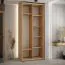 Armoire miroir Mina chêne avec portes coulissantes | Brosses anti-poussière | Poignée métal noir | 235,2 x 110 x 60 cm