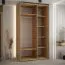 Armoire à portes coulissantes Mina avec miroir | Chêne/Blanc | 235,2 x 130 x 60 cm | Poignées en métal noir | Anti-poussière
