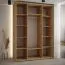 Armoire à portes coulissantes Mina avec miroirs | Finition chêne et noir | Poignée en métal | 235,2 x 160 x 60 cm | Adaptée au salon