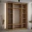 Armoire à portes coulissantes Mina | Chêne/Noir | Grand volume de rangement | 235,2 x 200 x 60 cm | Façade en panneau stratifié