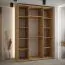 Armoire Mina avec portes coulissantes | Chêne/noir | 235,2 x 160 x 60 cm | Grand espace de rangement | Poignée acier noir