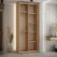 Armoire Mina portes coulissantes chêne/noir | Grand miroir | Espace de rangement généreux | 235,2 x 120 x 60 cm