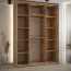 Armoire à portes coulissantes Mina avec miroirs | Finition chêne et noir | Poignée en métal | 235,2 x 160 x 60 cm | Adaptée au salon
