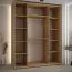 Armoire à portes coulissantes Mina avec miroirs | Blanc & chêne | Poignée noire | 235,2 x 190 x 60 cm | Anti-poussière