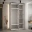 Armoire Mina blanc/chêne | Portes coulissantes | Grand espace de rangement | Poignées métal noires | 235,2 x 140 x 60 cm