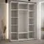 Armoire à portes coulissantes avec miroir Mina | Blanc/Noir | Poignée métal noir | Brosses anti-poussière | 235,2 x 160 x 60 cm