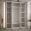 Armoire-penderie Mina miroir | Portes coulissantes | Blanc/Noir | Anti-poussière | 235,2 x 190 x 60 cm | Grand volume