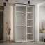 Armoire à portes coulissantes Mina blanc et chêne | 235,2 x 130 x 60 cm | Finition laminée | Poignées en métal noir | Anti-poussière