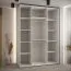 Armoire à portes coulissantes Mina blanc et chêne | Poignées en métal noir | Façade en panneau laminé | Lamelles noires | 235,2 x 170 x 60 cm