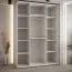 Armoire à portes coulissantes avec miroir Mina | Blanc/Noir | Poignée métal noir | Brosses anti-poussière | 235,2 x 160 x 60 cm