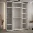 Armoire-penderie Mina miroir | Portes coulissantes | Blanc/Noir | Anti-poussière | 235,2 x 190 x 60 cm | Grand volume