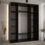 Armoire à portes coulissantes noire Mina | Design moderne | Poignées métal noir | Anti-poussière | 235,2 x 190 x 60 cm