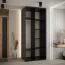 Armoire Mina noire à portes coulissantes, brosses anti-poussière, grand rangement, 235,2x110x60 cm, finition chêne