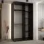 Armoire à portes coulissantes Mina noir et chêne | Grand miroir | Rangement spacieux | Poignées en métal noir | 140 cm