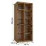 Armoire à portes coulissantes Mina 110 cm | Finition blanc et chêne | Poignées en métal noir | Lamelles décoratives noires