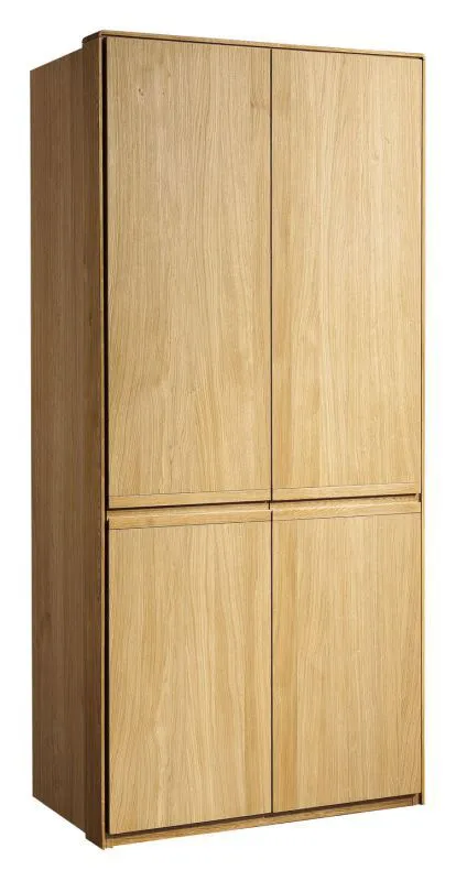 Armoire / armoire à portes battantes Fazenda 01, couleur : naturel, chêne partiellement massif - 222 x 104 x 61 cm (H x L x P)